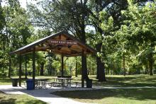 This image shows a shelter at Lindenwood Park