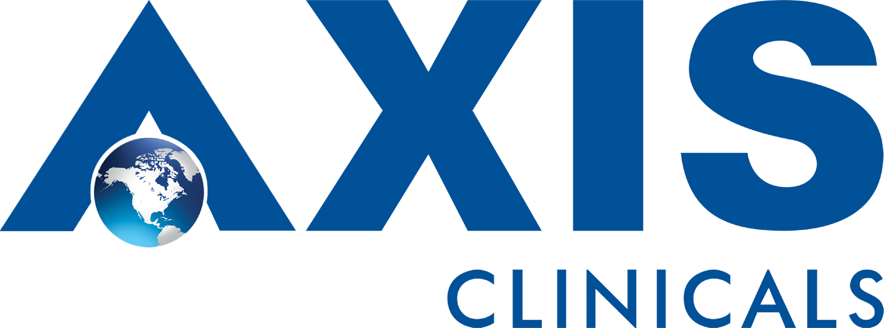 Blue Axis Clinicals Logo with world in the middle of the A