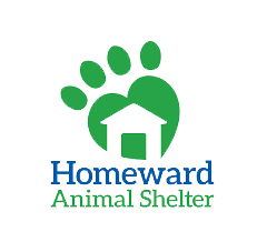 Homeward Animal Shelter Logo - Green Paw with a cutout of a small house
