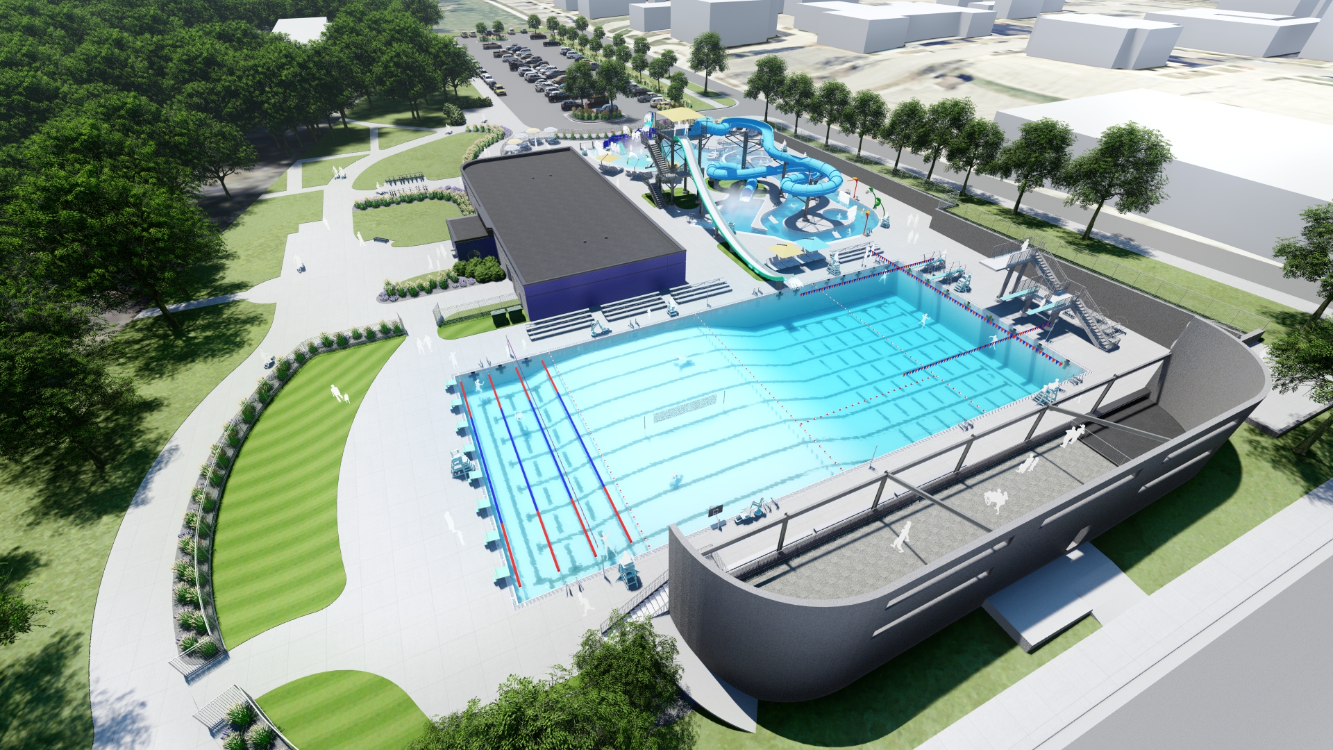 This is a rendering of Island Park Pool April 2023