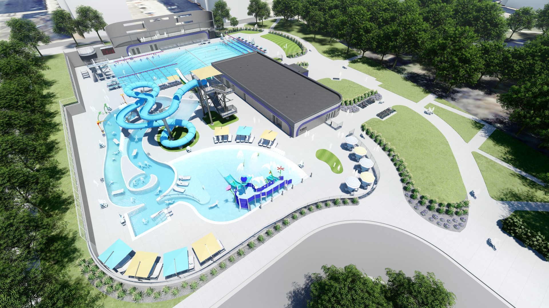 This is a rendering of Island Park Pool April 2023