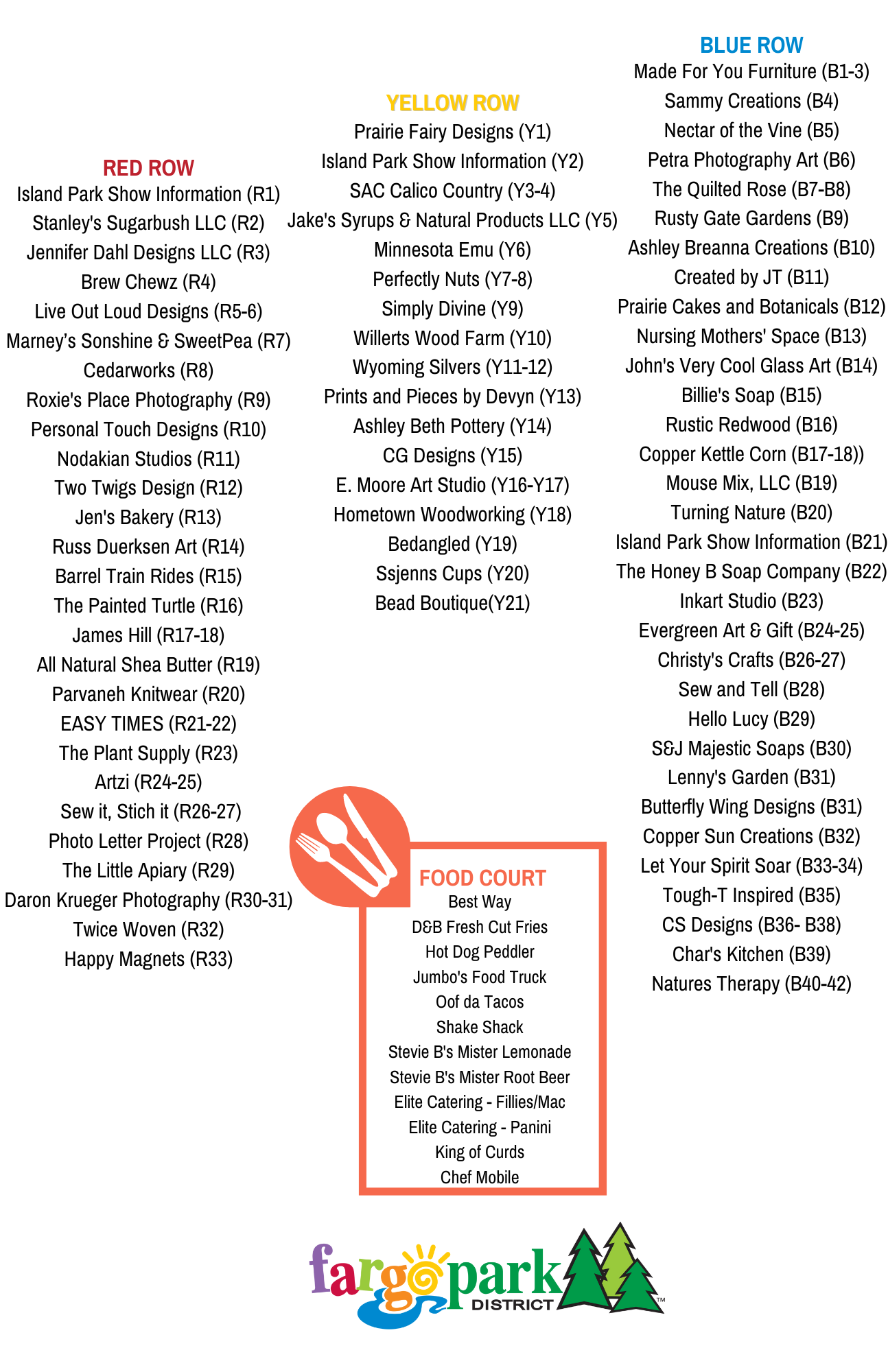 Vendor Booth List