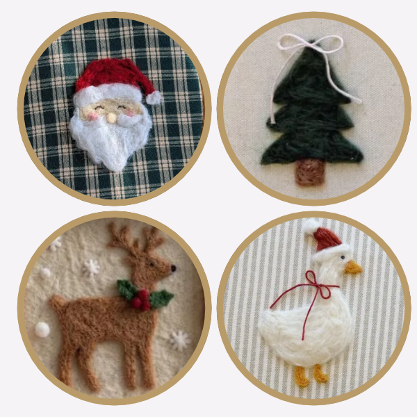 Sample needle felting designs shown here