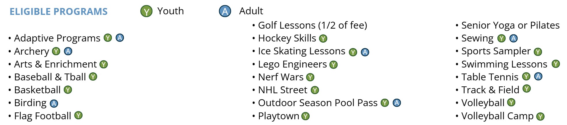 programs that area eligible for scholarships