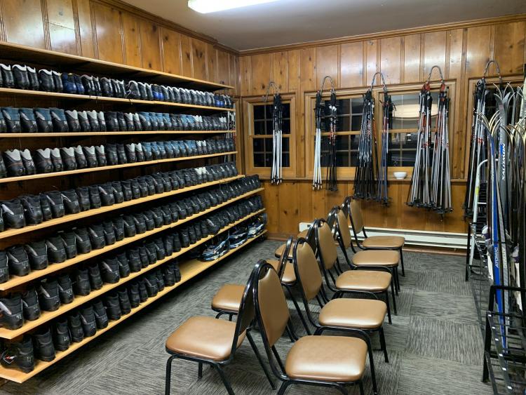 edgewood chalet rentals.jpg This image shows winter cross country ski and snowshoe rentals at Edgewood Chalet.