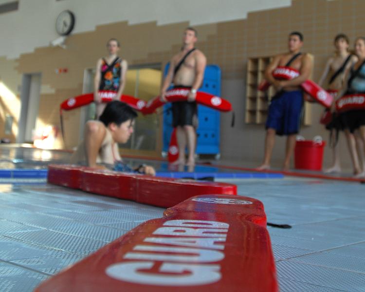 This image shows a group of lifeguards in class.