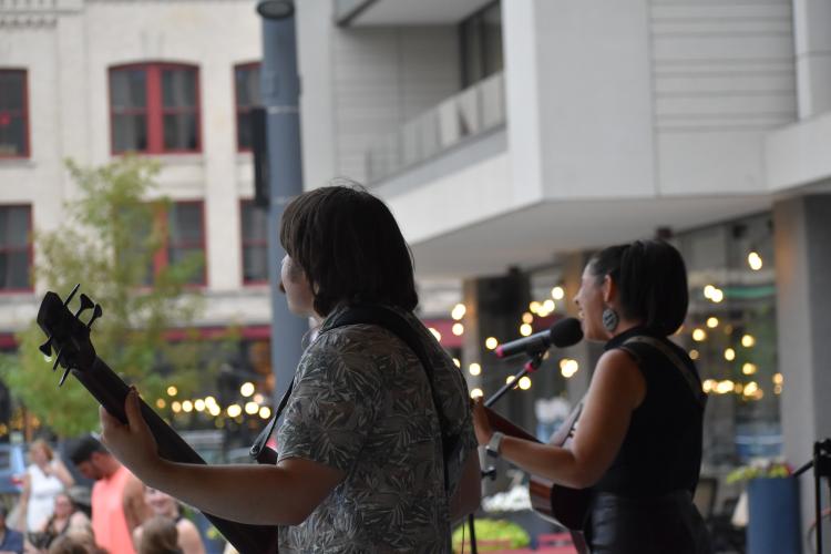 Band playing at Broadway Square