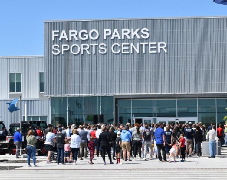 photo of crowd outside Fargo Parks Sports Center