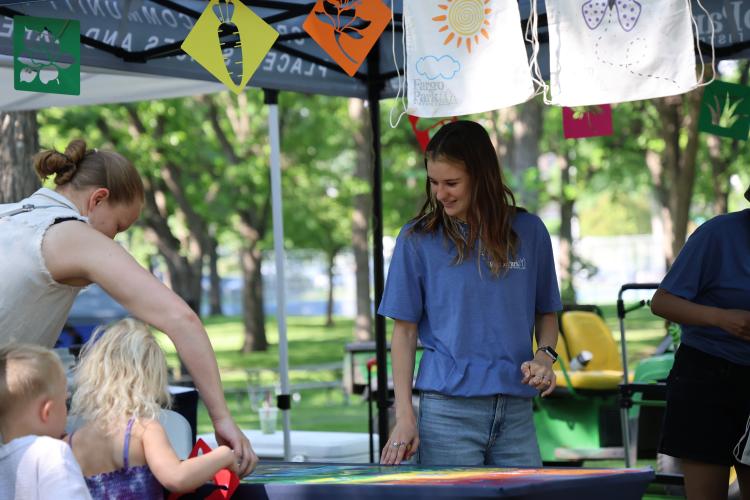 This image shows an intern at Midwest Kid Fest.