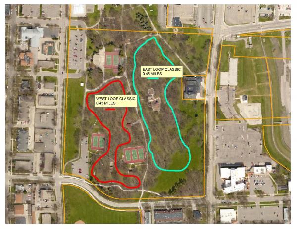 This image shows a map of the ski trails at Island Park.