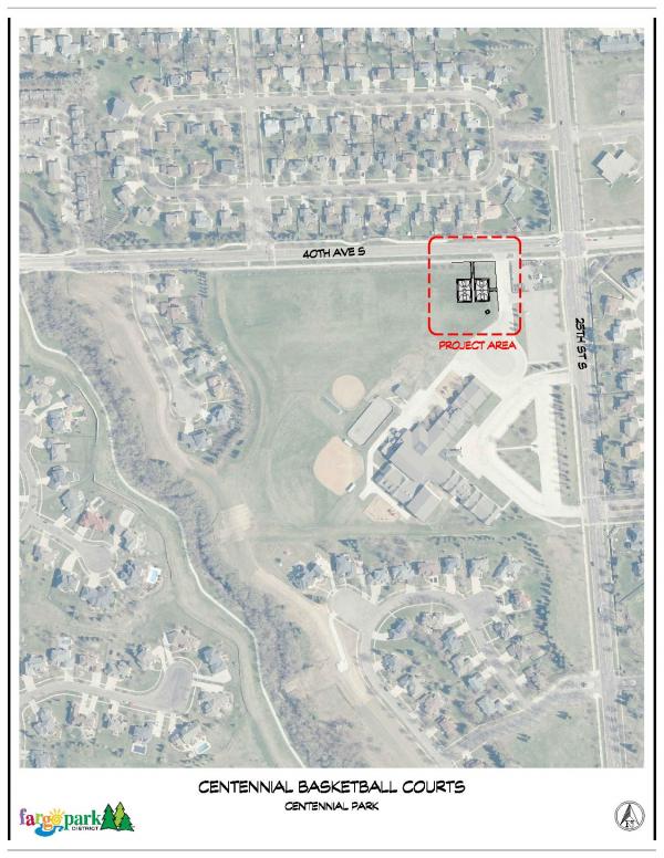 This image shows the map of the Centennial Basketball Courts Project.