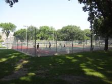 This image shows the tennis courts at Island Park.