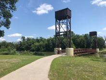 This image shows the bridge at Lindenwood Park.