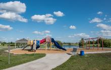 This image shows the playground at Woodhaven North Park.