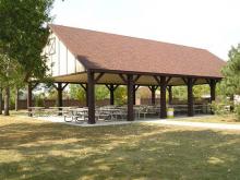 This image shows a shelter at Rheault Farm.