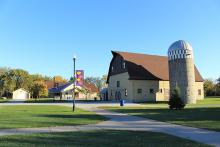 This image shows the main buildings at Rheault Farm.