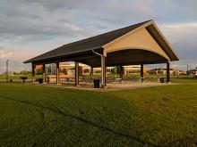 This image shows one of the large shelters at Urban Plains Park.