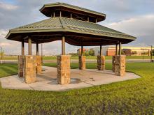 This image shows a shelter at Urban Plains Park.