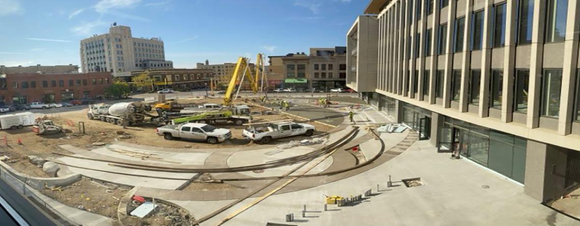This image shows a Broadway Square construction update