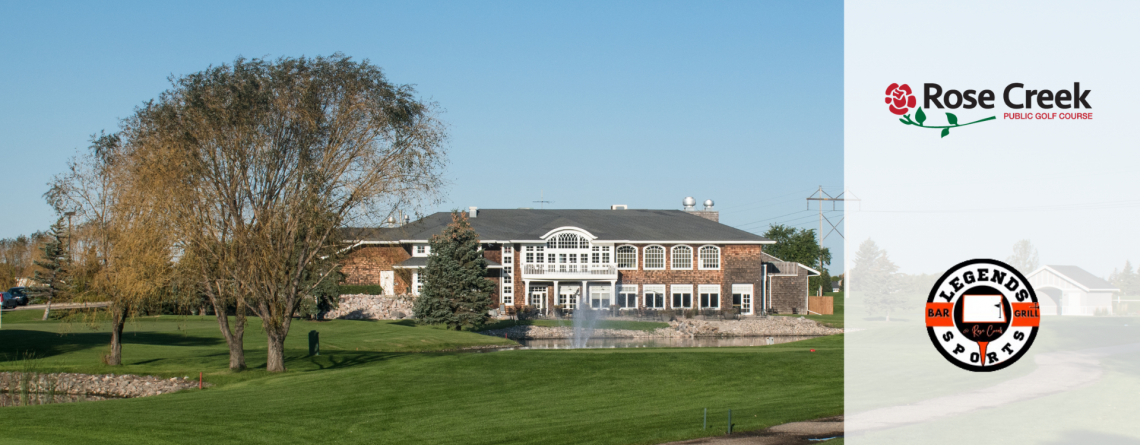 This image shows a graphic of the Rose Creek and Legends Sports Bar and Grill partnership. 