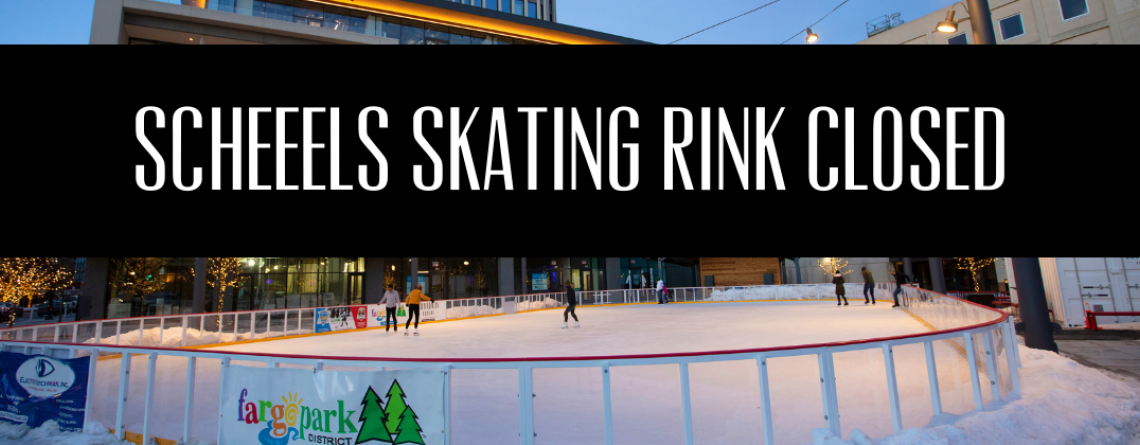 This image shows a graphic of SCHEELS Skating Rink closed on March 8.