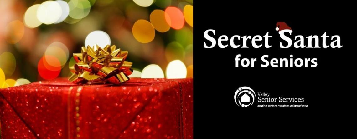 This image shows a graphic of Valley Senior Services Secret Santa for Seniors Program.