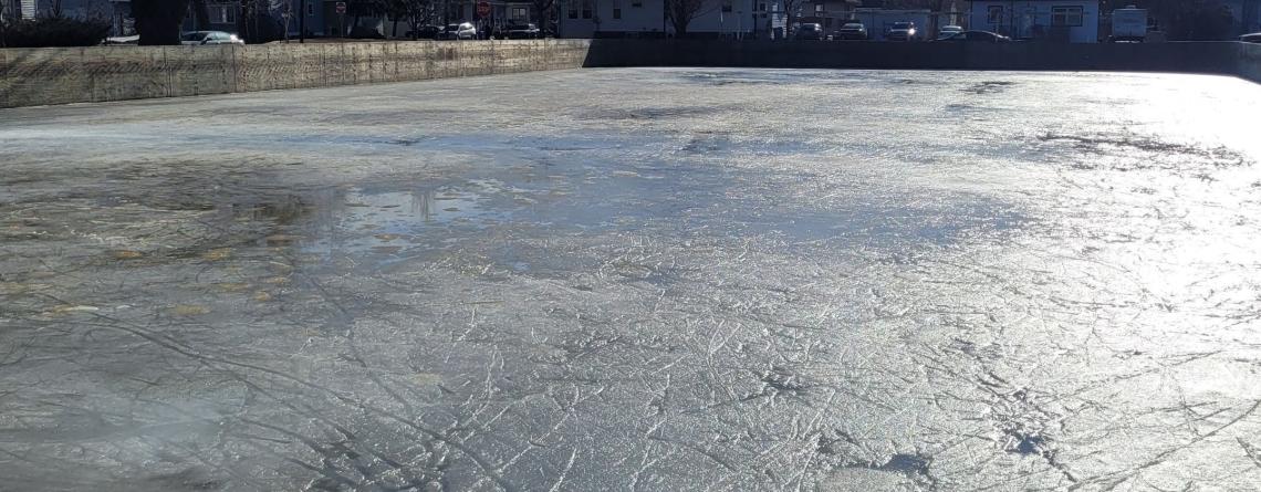 photo of standing water on ice rink