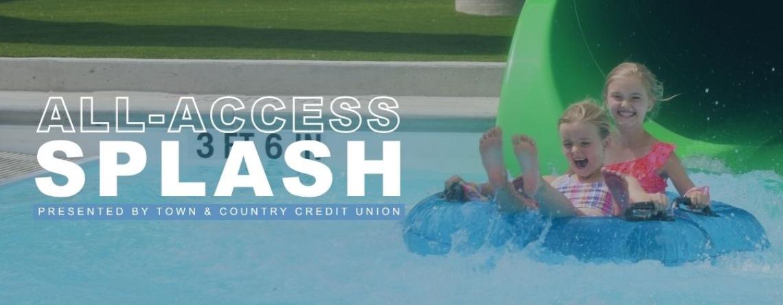 This image shows two girls going down a pool slide. 