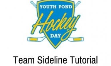 This image shows the Youth Pond Hockey Day graphic with the words Team Sideline Tutorial below it.
