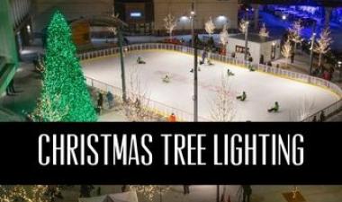 This image shows a graphic of the Christmas Tree Lighting event at Broadway Square.