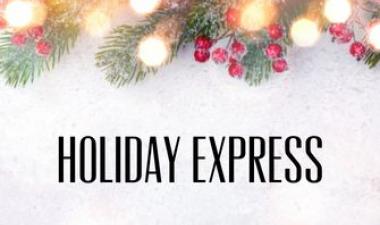 This image shows a graphic of the Holiday Express event at Broadway Square.