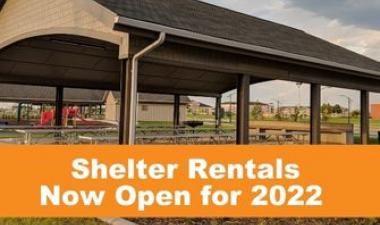 This image shows a graphic of shelter rentals open for the 2022 season.