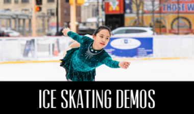 This image shows a Ice Skating Demos graphic. 