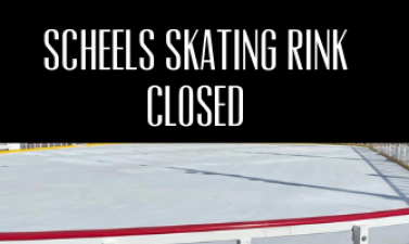 This image shows a graphic of SCHEELS Skating Rink closed on March 8.