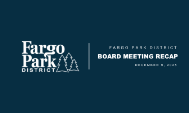 Blue image with fargo parks logo 