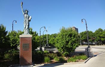 This image shows the Statue of Liberty at Statue of Liberty Park.