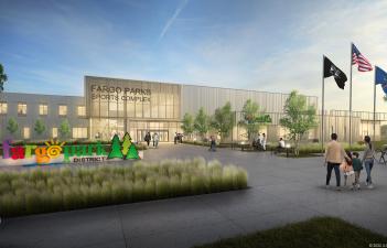 This image shows an updated rendering of the Fargo Parks Sports Complex.