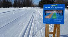 This image shows the cross country ski trail etiquette sign.