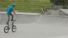 This image shows a BMX biker at the Skate Park.
