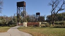 This image shows the bridge at Lindenwood Park.