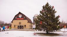 This image shows the area outside around the main building for Santa Village