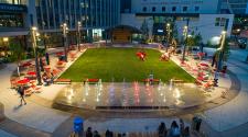 This image shows a wide shot picture of Broadway Square from a higher view.