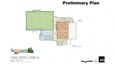 This image shows preliminary floor plans for the Fargo Sports Complex.