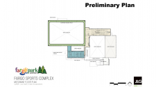 This image shows preliminary floor plans for the Fargo Sports Complex.