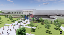 This image shows a front rendering of the Fargo Sports Complex. 